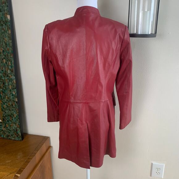 Vintage Genuine Leather Terry Lewis Size S Coat Jacket Burgundy Red Classic - Picture 8 of 11